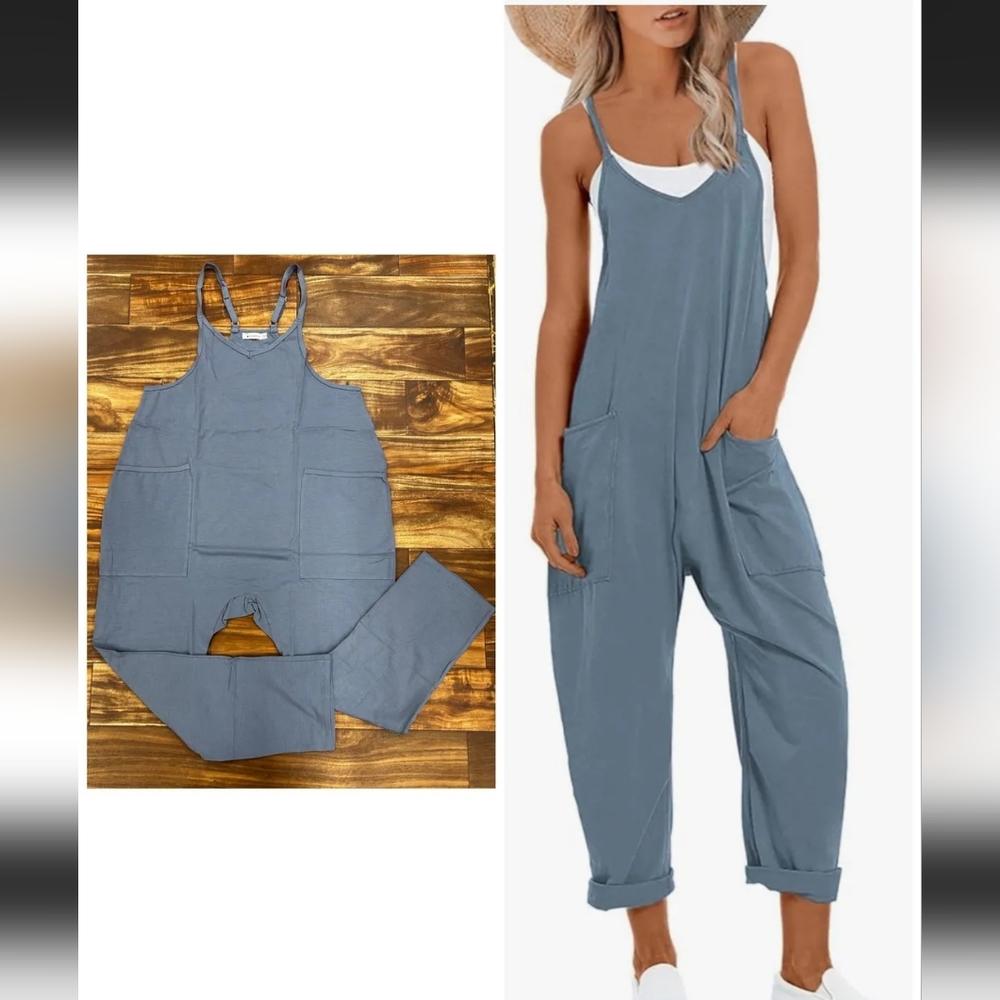 Casual Harem Jumpsuit In Blue